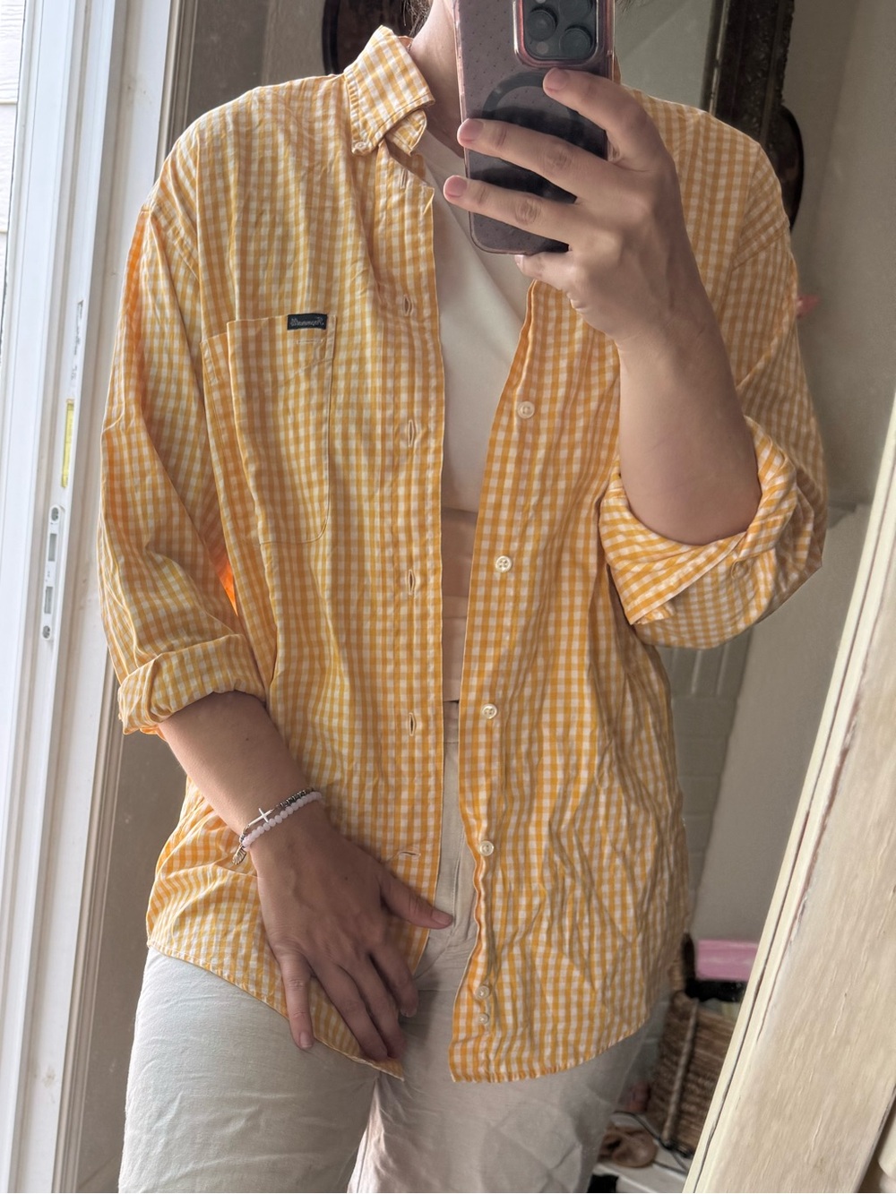 Faconnable Yellow and White Gingham Shirt